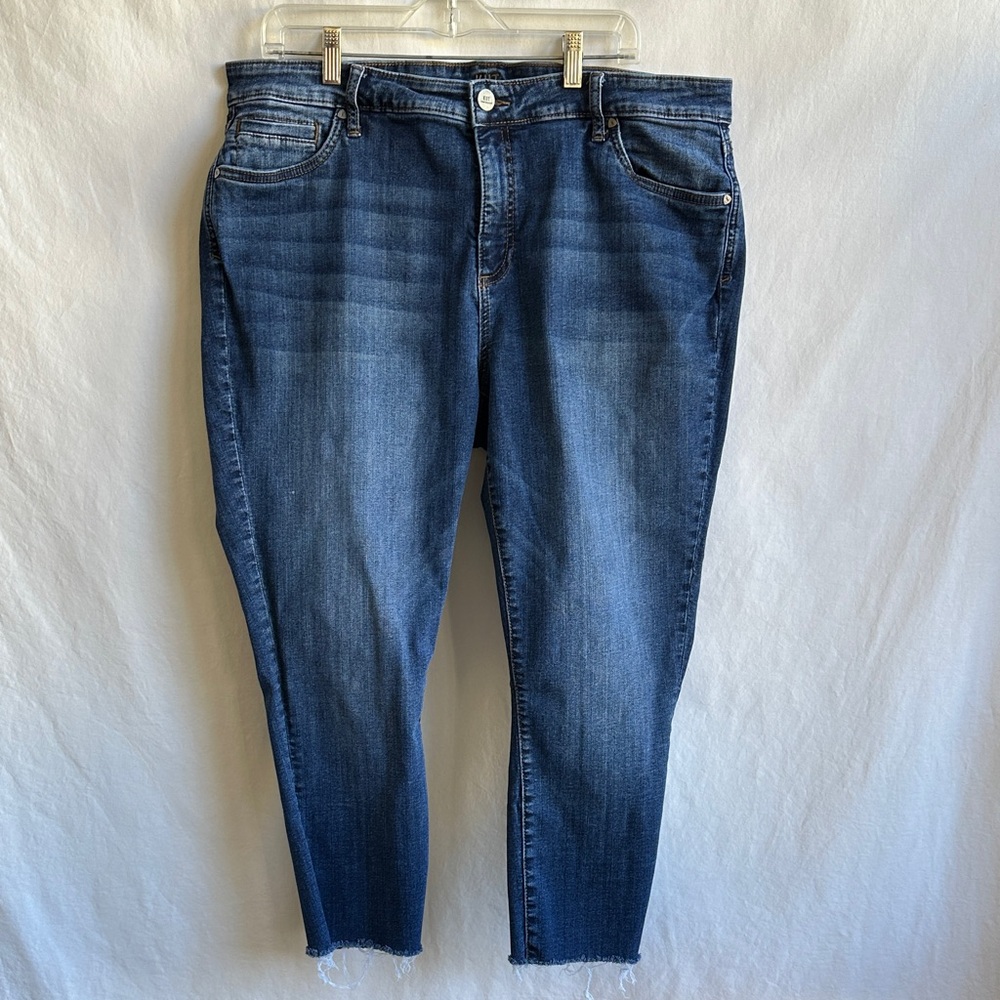 Kut from the Kloth cropped raw hem high rise jeans, size 18W